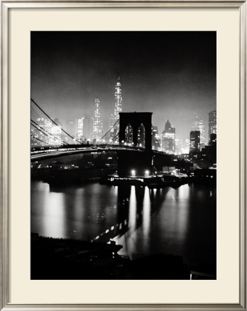 Night View Of The Brooklyn Bridge by Andreas Feininger Pricing Limited Edition Print image