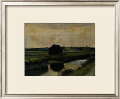 Landscape With A Stack Of Peat And Farmhouses by Vincent Van Gogh Pricing Limited Edition Print image