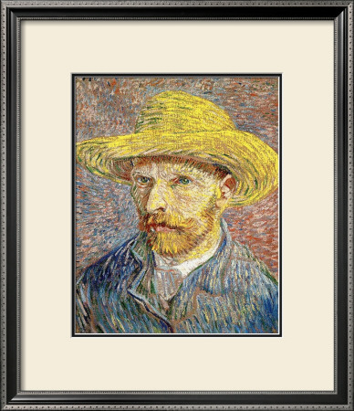 Self-Portrait With A Straw Hat, C.1888 by Vincent Van Gogh Pricing Limited Edition Print image