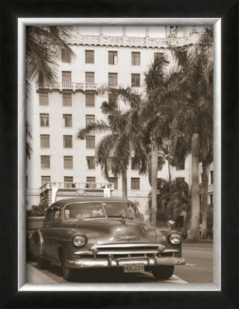 Black Car And Palm Trees by Nelson Figueredo Pricing Limited Edition Print image