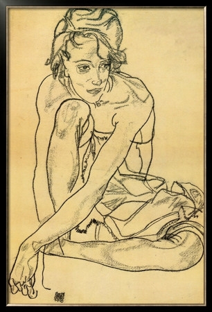 Woman Crouching, 1918 by Egon Schiele Pricing Limited Edition Print image