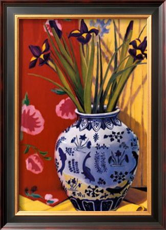 Irises In An Oriental Vase I by Curtis Kelly Pricing Limited Edition Print image