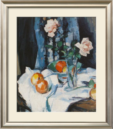 Roses In A Glass Vase by Samuel John Peploe Pricing Limited Edition Print image