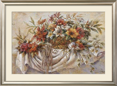 Still Life Of Flowers In A Basket by Joaquin Moragues Pricing Limited Edition Print image