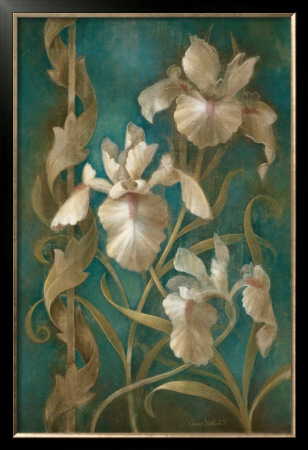 Irises On Teal by Elaine Vollherbst-Lane Pricing Limited Edition Print image