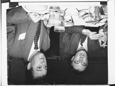 Atomic Physicist Robert Oppenheimer With Lit Cigarette With Senator Warren Magnuson At Lunch by George Skadding Pricing Limited Edition Print image