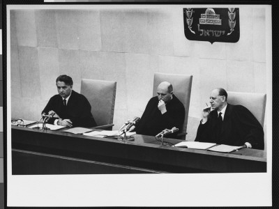 Judges Raveh, Landau And Halevi Listening Trial Of Nazi War Criminal Adolf Eichmann Proceedings by Gjon Mili Pricing Limited Edition Print image