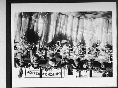 Six Bridesmaids, Including Jane Powell, And Maid Of Honor Holding Bouquets In Wedding Ceremony by Ed Clark Pricing Limited Edition Print image
