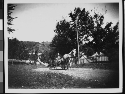 The Very Stout Mr. Reuben Wilbur Riding Up A Country Road In A Horse-Drawn Cart by Wallace G. Levison Pricing Limited Edition Print image