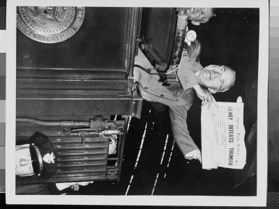 Newly-Reelected President Harry Truman Displaying Newspaper With Inaccurate Headline by W. Eugene Smith Pricing Limited Edition Print image