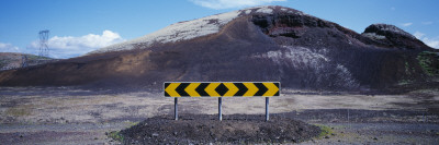 Two-Way Road Sign, Mountain Behind by Bragi Thor Josefson Pricing Limited Edition Print image