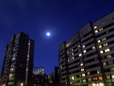 Apartment Buildings At Night, Stockholm by Anders Lindh Pricing Limited Edition Print image