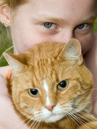 Portrait Of A Teenage Girl Holding A Cat by Inger Bladh Pricing Limited Edition Print image