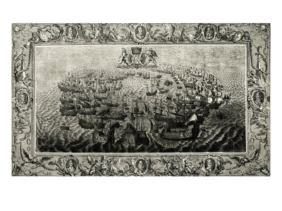 Naval Battle Between The Spanish Armada And The English Fleet, 1739 by Josef Grassi Pricing Limited Edition Print image