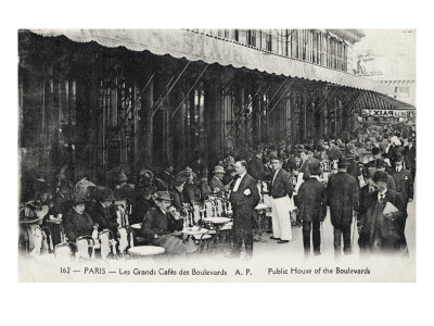 Paris Café / Coffee House Scene, Les Grand Cafes Des Boulevards by Jost Amman Pricing Limited Edition Print image