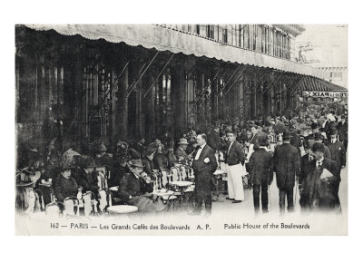 Paris Cafe / Coffee House Scene, Les Grand Cafes Des Boulevards by Jost Amman Pricing Limited Edition Print image