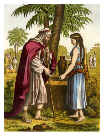Rebekah Meets Abraham's Servant Eliezer At The Well Outside The City Of Nahor by William Hole Pricing Limited Edition Print image