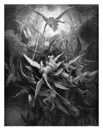 Paradise Lost, By John Milton: The Rebel Angels Are Cast Out Of Heaven by Harold Copping Pricing Limited Edition Print image