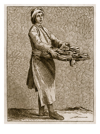 Daily Life In French History: A Baker / Hot Cross Bun Seller In 18Th Century Paris, France by Gustave Doré Pricing Limited Edition Print image