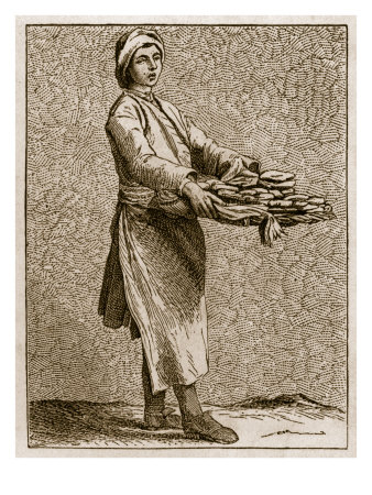 Daily Life In French History: A Baker / Hot Cross Bun Seller In 18Th Century Paris, France by Gustave Dore Pricing Limited Edition Print image