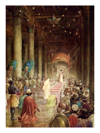 The Queen Of Sheba Comes To Visit Court Of King Solomon, I Kings 10: 1-2 by Kate Greenaway Pricing Limited Edition Print image