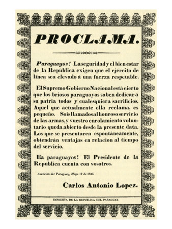 Proclamation By Carlos Antonio López, President Of Paraguay by Hugh Thomson Pricing Limited Edition Print image
