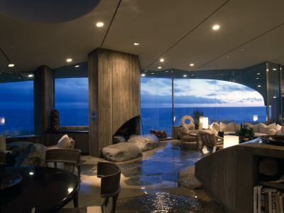 Beyer House, Malibu, California, Living Room At Dusk, Architect: John Lautner by Alan Weintraub Pricing Limited Edition Print image