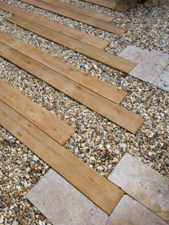 Hampton Court Flower Show 2006: Designer - Philip Osman - Gravel With Wooden Sleeper Path by Clive Nichols Pricing Limited Edition Print image