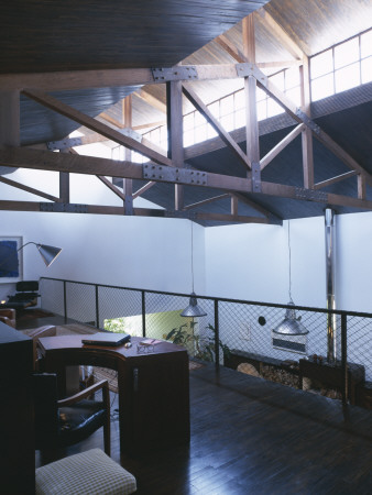 House For Brazilian Film Director, Sao Paolo, Home Office On Mezzanine, Architect: Isay Weinfeld by Alan Weintraub Pricing Limited Edition Print image