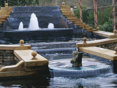 Water Feature: Fountain Leading To A Peter Barker Sculpture Parting The Waters Into The Stew Pond by Clive Nichols Pricing Limited Edition Print image