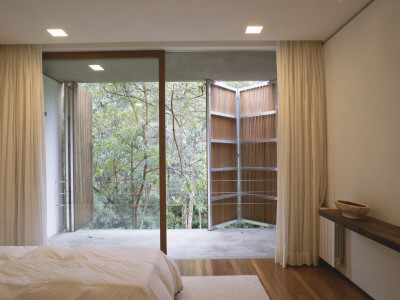 Casa Araras, Brazil, Bedroom With Glass Doors To Balcony, Architect: Marcio Kogan by Alan Weintraub Pricing Limited Edition Print image