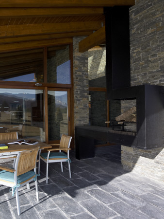 House In La Cerdanya, Girona, Patio With Outdoor Fireplace, Architect: Carles Gelp?I Arroyo by Eugeni Pons Pricing Limited Edition Print image