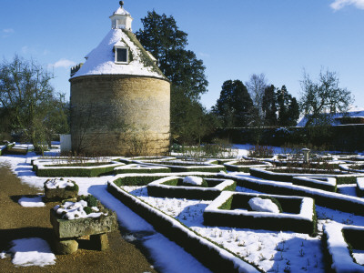 Pigeon House And Rose Parterre At Rousham Park, Oxfordshire In Winter by Clive Nichols Pricing Limited Edition Print image