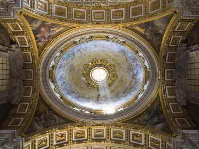 Dome And Gold Ceiling Details, St Peter's Basilica, Vatican City, Rome, Italy by David Clapp Pricing Limited Edition Print image