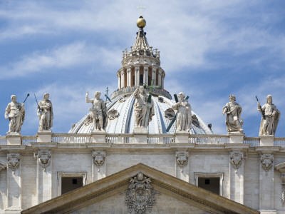 Statues Above The Entrance To St Peter's Basilica, Vatican City, Rome, Italy by David Clapp Pricing Limited Edition Print image