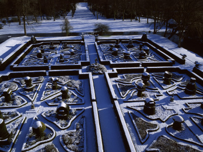 The Snow Covered Knot Gardens At Great Fosters, Surrey by Clive Nichols Pricing Limited Edition Print image