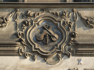 Mala Strana Palace, Prague, 1624 - 1630, Decorative Plasterwork Panel Of Three Violins Over Doorway by Joe Cornish Pricing Limited Edition Print image