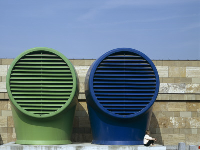 Staatsgalerie, Stuttgart, 1977 - 84, Blue And Green Vents At Rear, Architect: Stirling And Wilford by Richard Bryant Pricing Limited Edition Print image