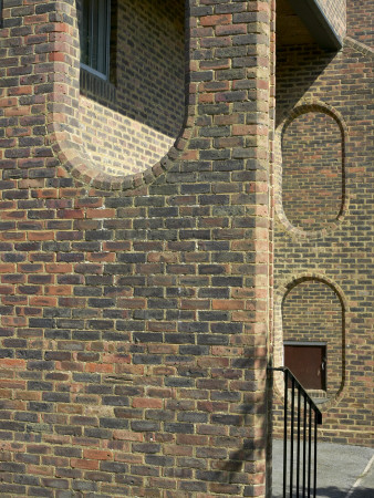 Housing, Weybridge, Surrey, Brick Apartments, Detail Of Butresses by Tim Mitchell Pricing Limited Edition Print image