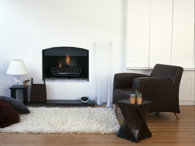 Tales From The Fireside, Simple Minimal Fireplace With Shaggy Rug by Richard Powers Pricing Limited Edition Print image