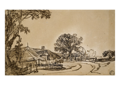 Chaumiere Et Arbre Au Bord D'un Chemin by Rembrandt Van Rijn Pricing Limited Edition Print image