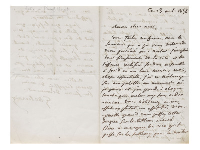 Lettre Autographe Signée À Paul Huet, 13 Octobre 1858 by Eugene Delacroix Pricing Limited Edition Print image