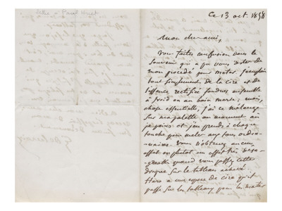 Lettre Autographe Signee A Paul Huet, 13 Octobre 1858 by Eugene Delacroix Pricing Limited Edition Print image