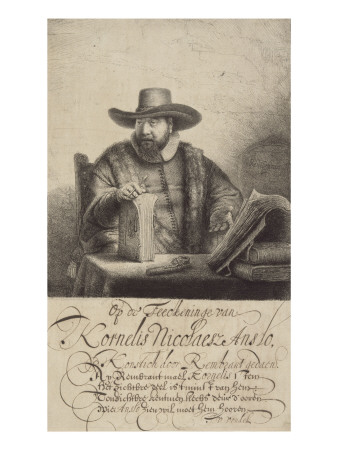 Portrait De Corneille Klaas Anslo ; 2 Eme Etat by Rembrandt Van Rijn Pricing Limited Edition Print image