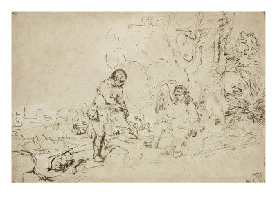 Tobie Et L'ange Au Bord De La Riviere by Rembrandt Van Rijn Pricing Limited Edition Print image