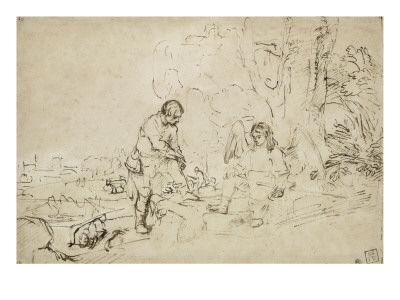 Tobie Et L'ange Au Bord De La Rivière by Rembrandt Van Rijn Pricing Limited Edition Print image