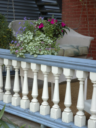 Wicker Swing On Porch, Saratoga Springs, New York, Usa by Lisa S. Engelbrecht Pricing Limited Edition Print image