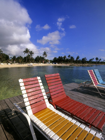 Deck Chairs, Ambergris Caye, Belize by Michael Defreitas Pricing Limited Edition Print image