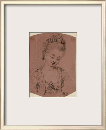 Album Factice : Femme En Buste De Face, La Tete Penchee by Augustin De Saint-Aubin Pricing Limited Edition Print image