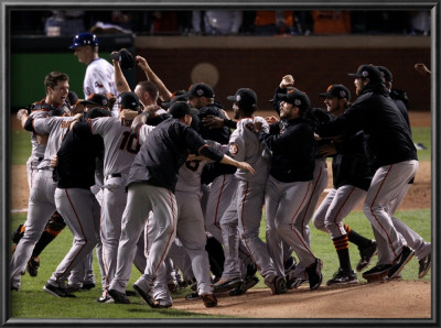 Texas Rangers V. San Francisco Giants, Game 5:  San Francisco Giants Celebrate Their 3-1 Victory by Christian Petersen Pricing Limited Edition Print image